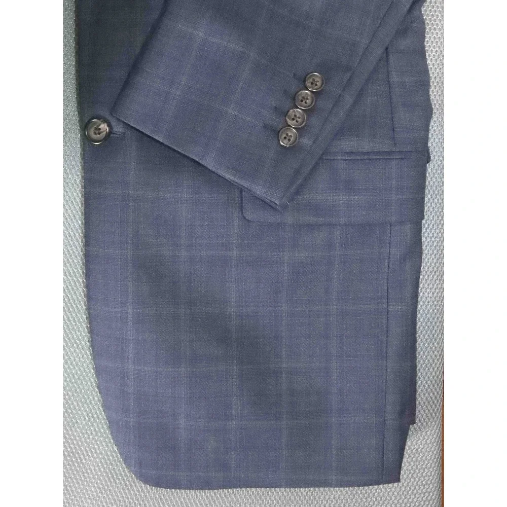 Ralph Lauren Blue Windowpane Check Wool Tweed Blazer Jacket Mens Size 42R